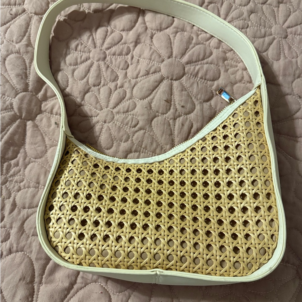 Target Cream and Tan Woven Shoulder Bag